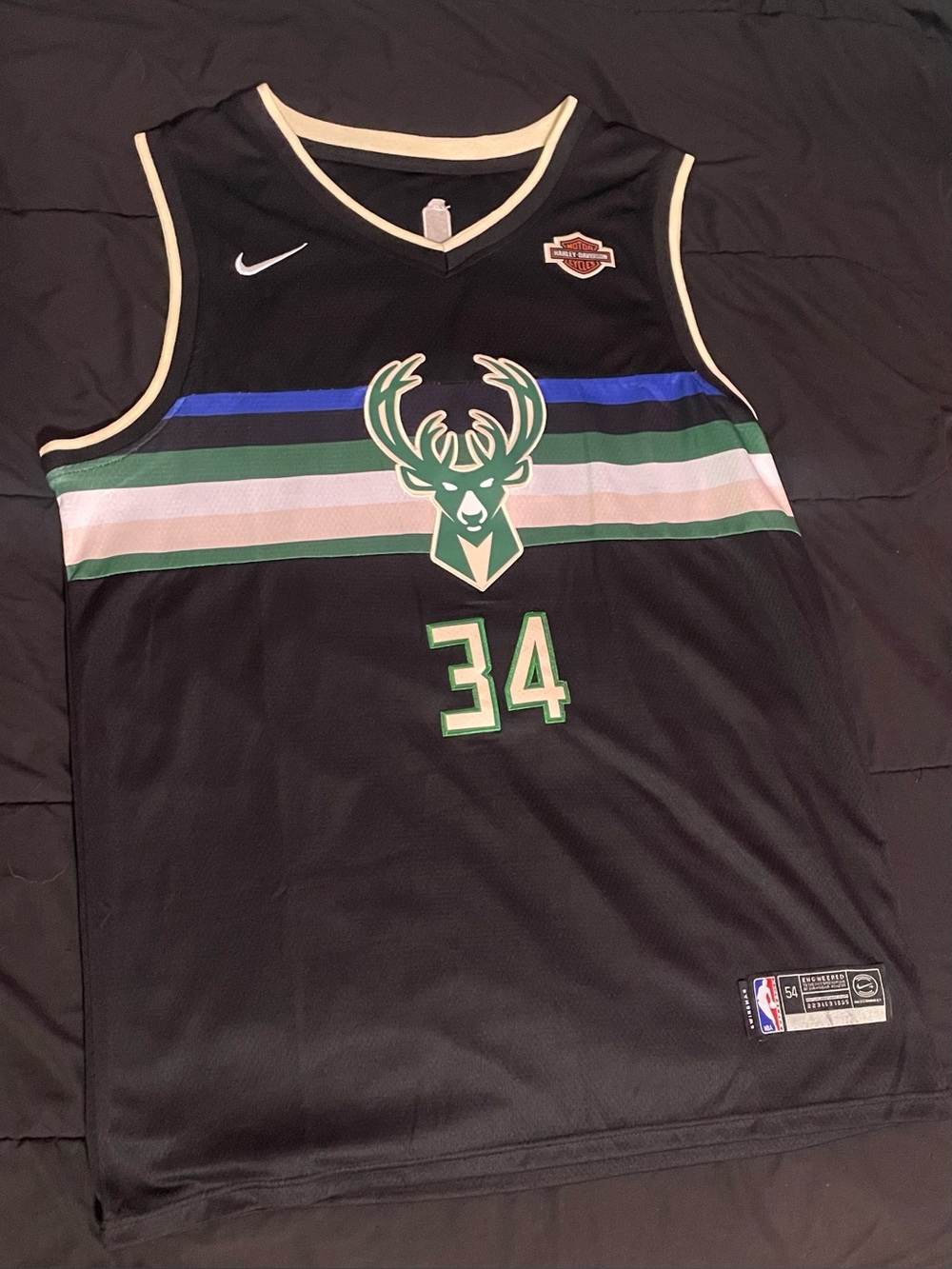 Nike Milwaukee Bucks Giannis Antetokounmpo Harley Davidson Black Size 54 Jersey
